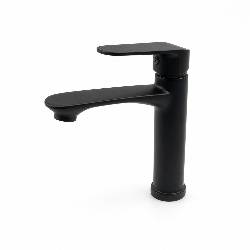 Llave lavamanos agua fria Isar mediana negro mate