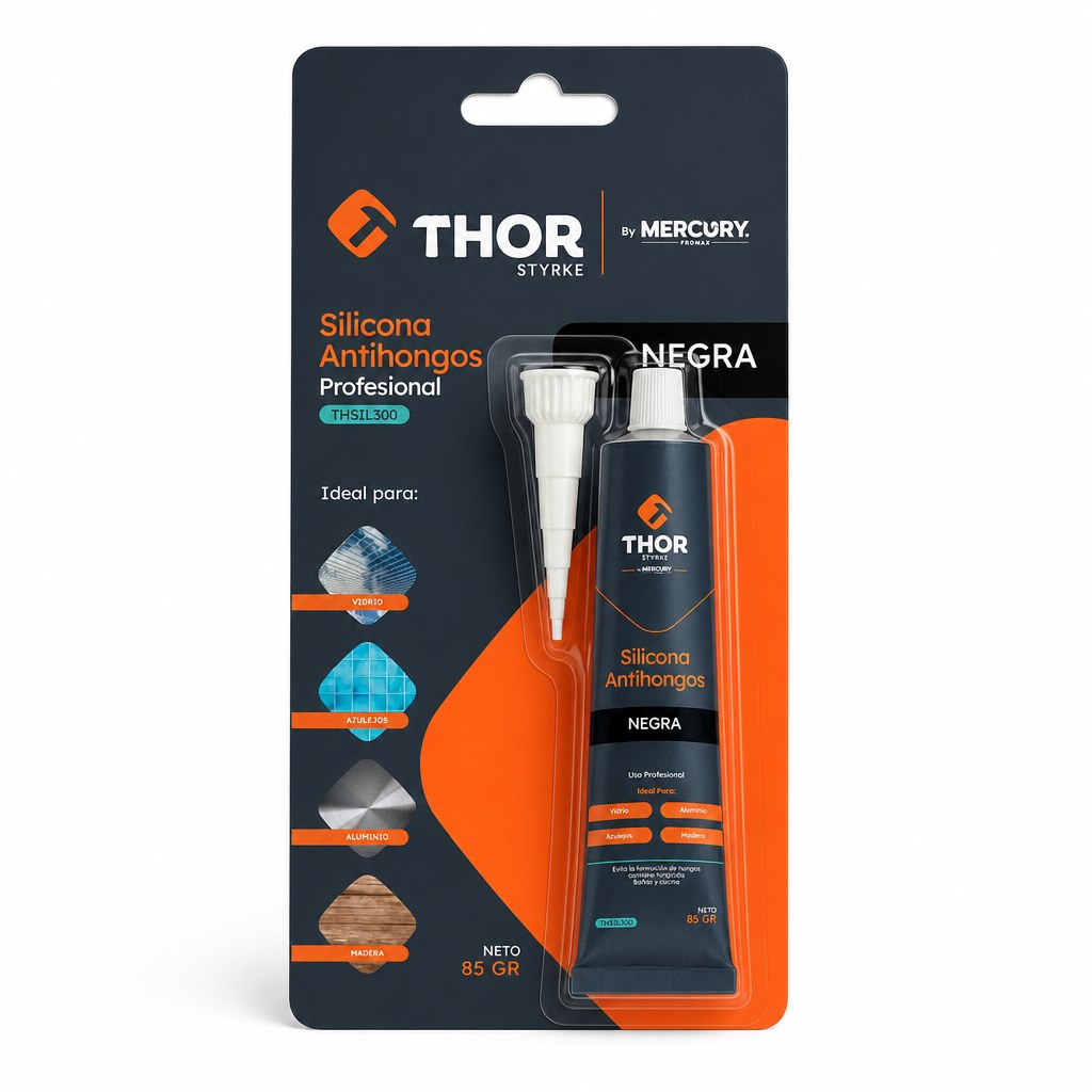 SILICONA NEGRA ANTIHONGOS BLISTER 85GR THOR