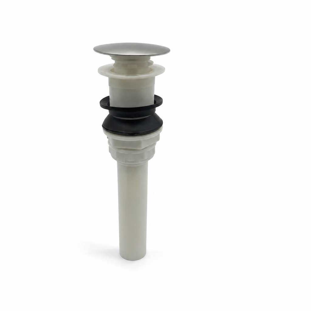 Desague push lavamanos sin rebose cabeza grande cromo + CPO blanco