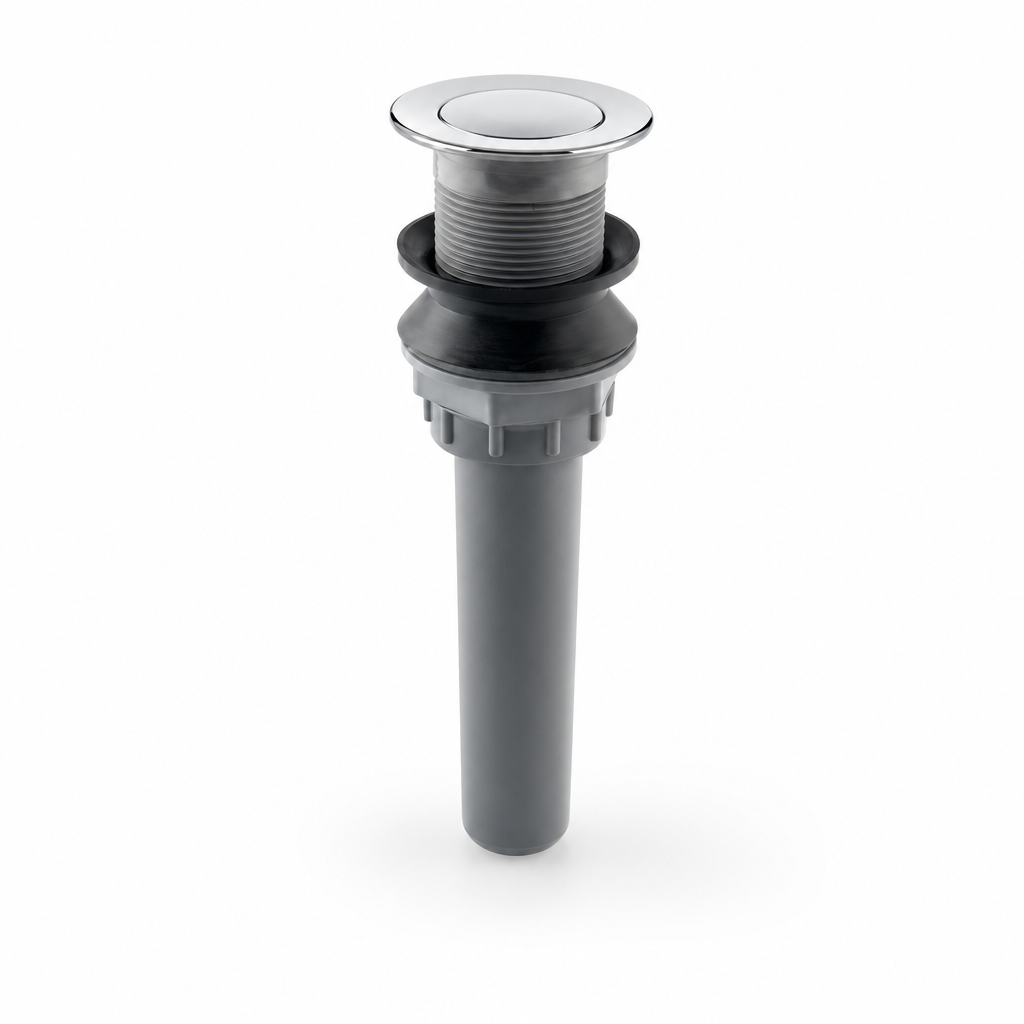 DESAGUE PUSH LAVAMANOS SIN REBOSE CABEZA PEQUEÑA CROMO + CPO GRIS