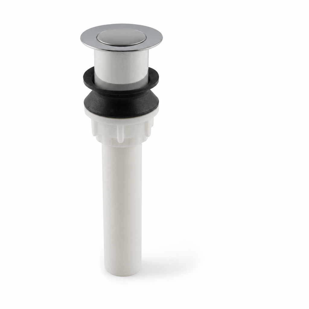 DESAGUE PUSH LAVAMANOS SIN REBOSE CABEZA PEQUEÑA CROMO + CPO BLANCO