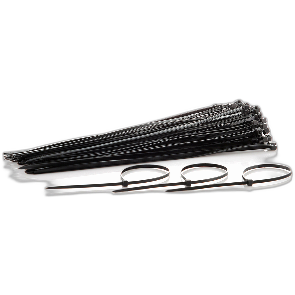 Amarre plastico nylon 4mm x 25cm Negro x 100und Mercury