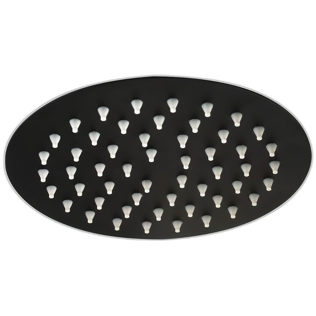 Ducha ultradelgada redonda negro mate 8" Mercury