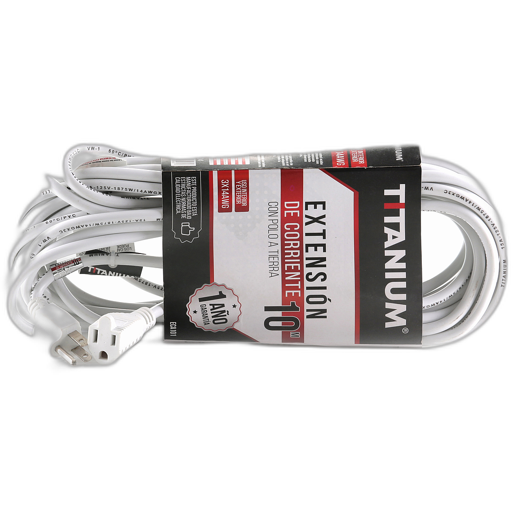 Extensión Eléctrica Polo a Tierra 10m Cable Blanco