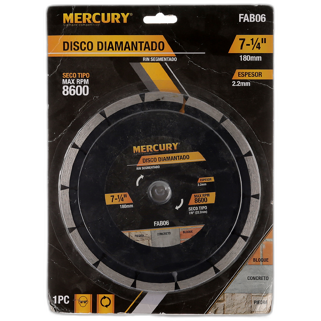Disco diamantado segmentado 7.1/4&quot; 7mm Mercury 