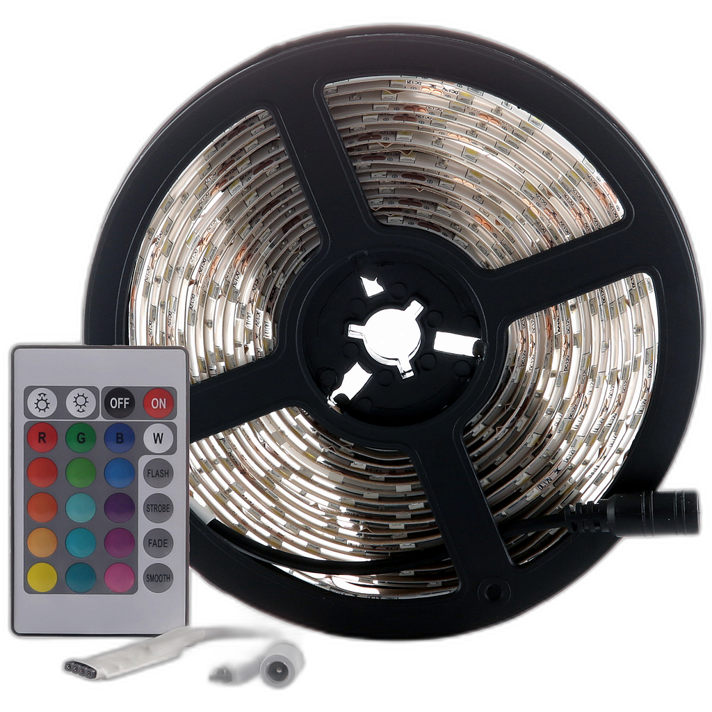 Cinta LED 12V 5050 IP65 rollo x 5m RGB KIT 