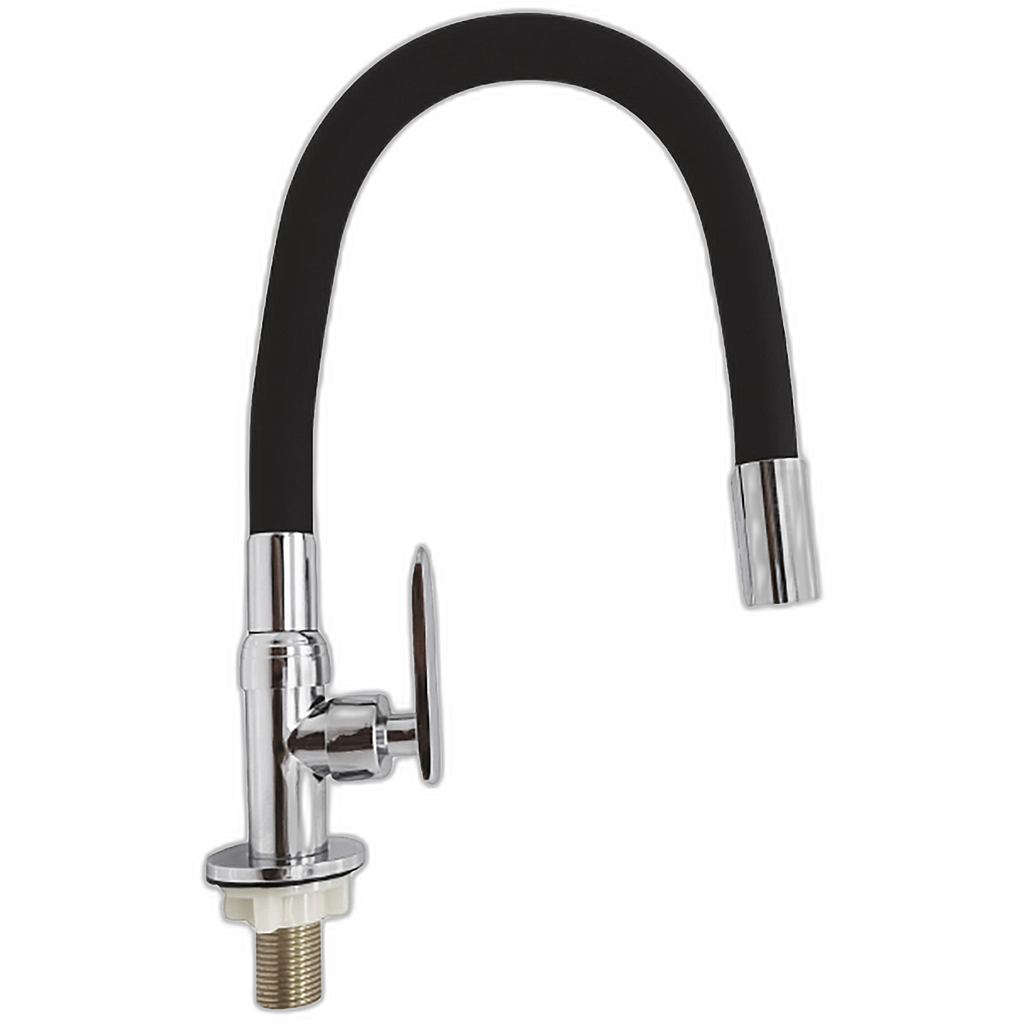 Llave lavaplatos mesa cuello flexible encauchetado negro Mercury