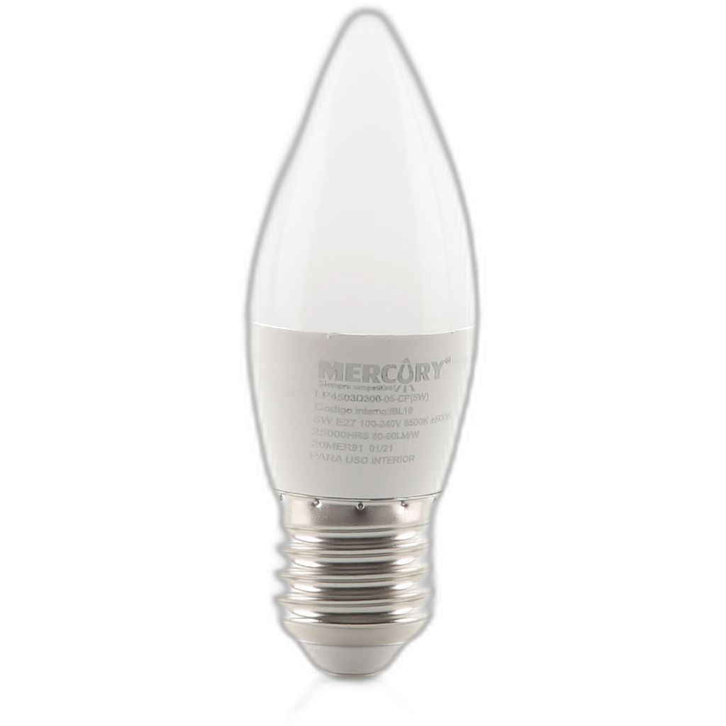 Bombillo LED vela E27 5W 6500K