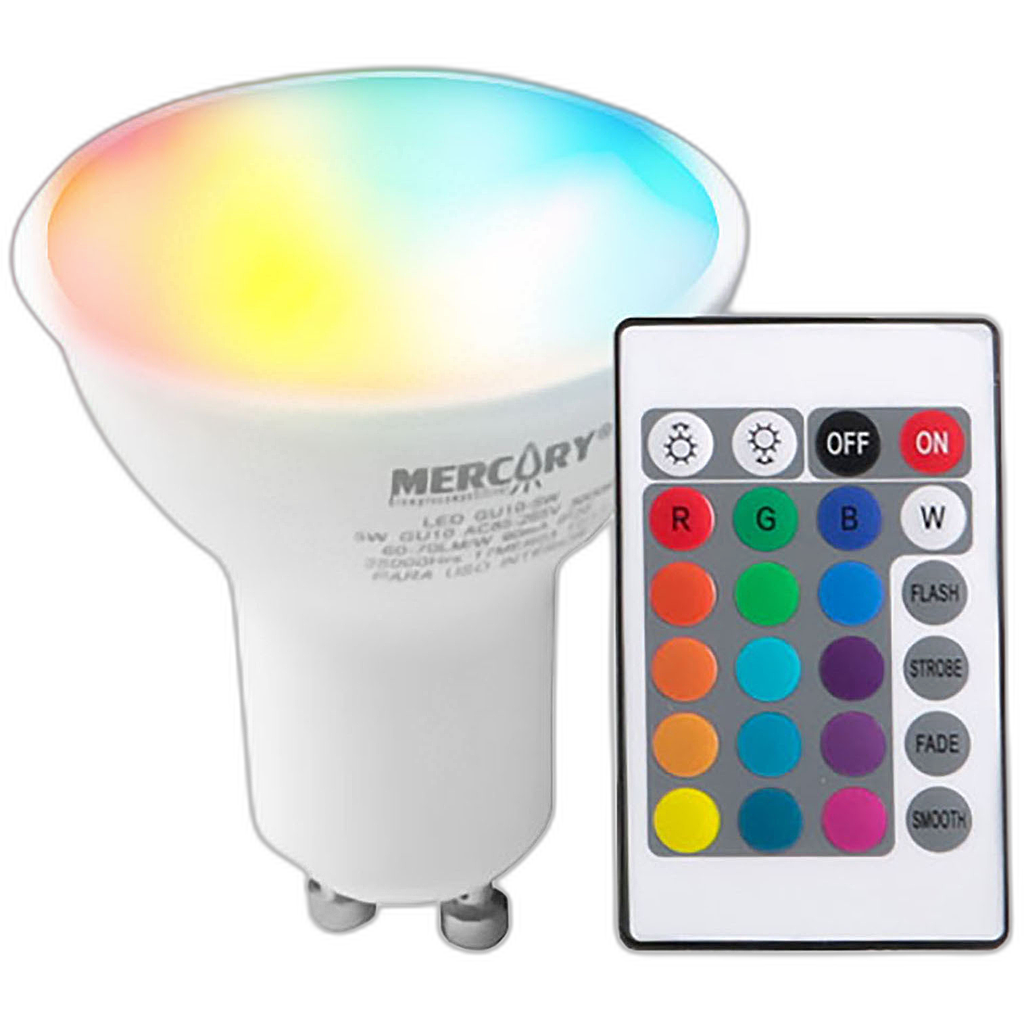 Bombillo LED GU10 5W RGB 6500K control remoto